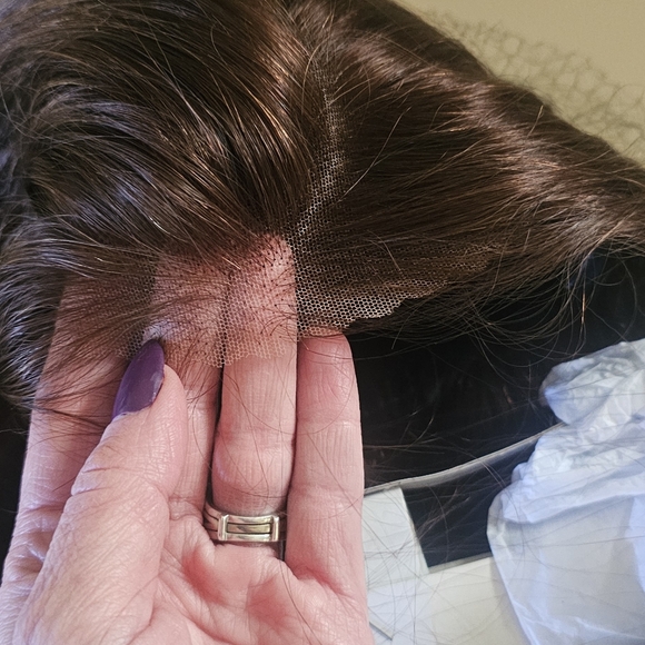 Megalook 26 Inch  Brown Wavy Human Hair Wig - Picture 10 of 14